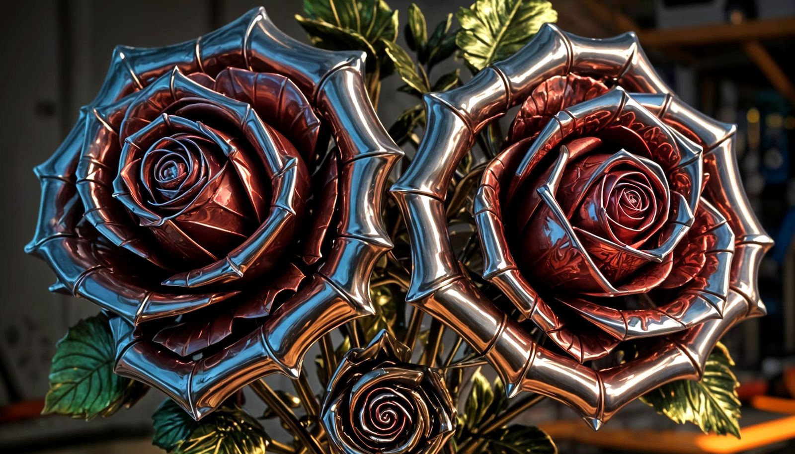 Metal Roses in Chrome Finish