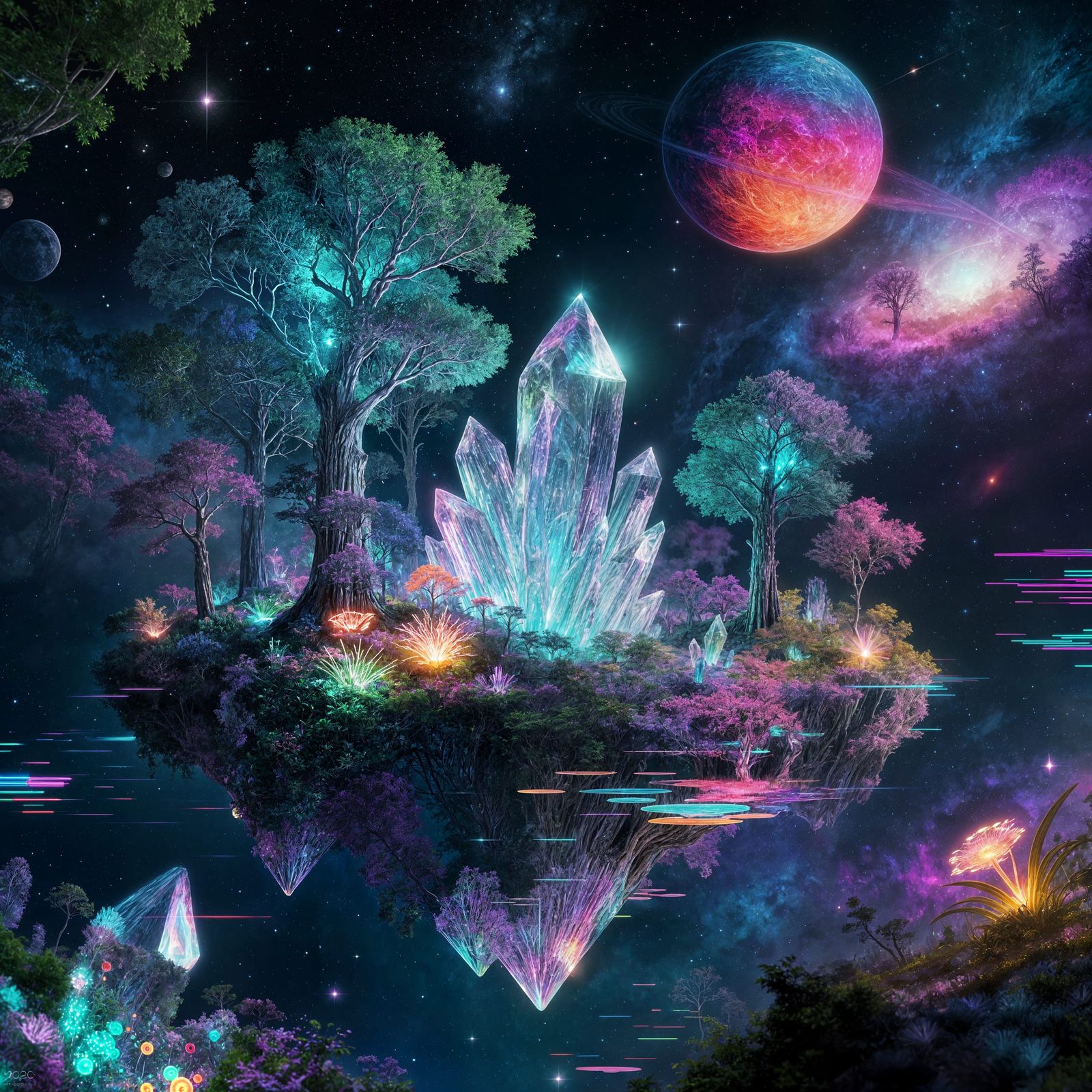 Floating Crystal Forest in Cosmic Void