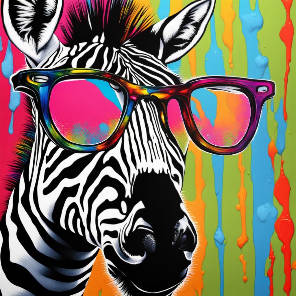 Zebra with Glasses in Pop Art Style