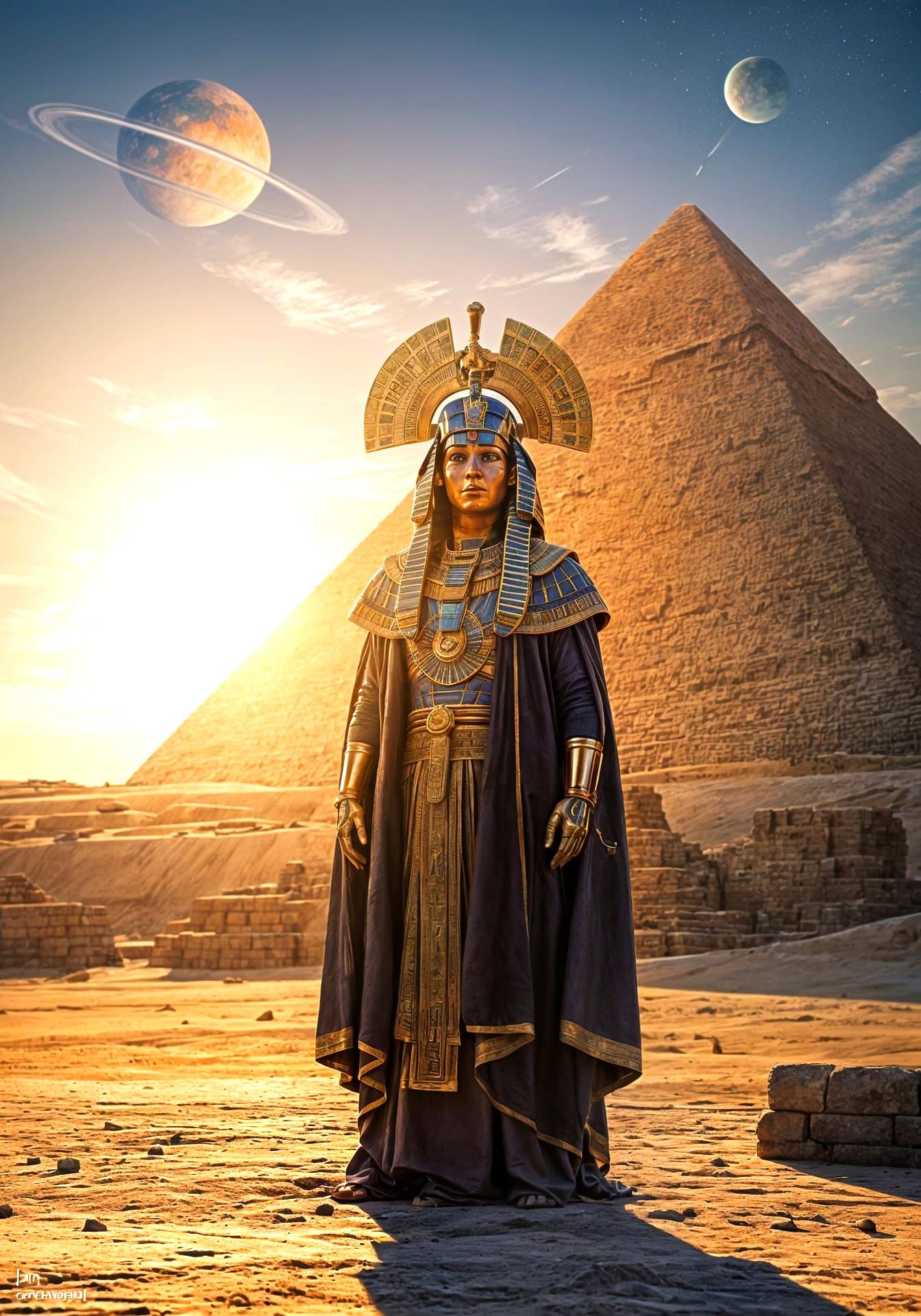 Egyptian God Toth at Giza: Hyperrealistic Digital Art