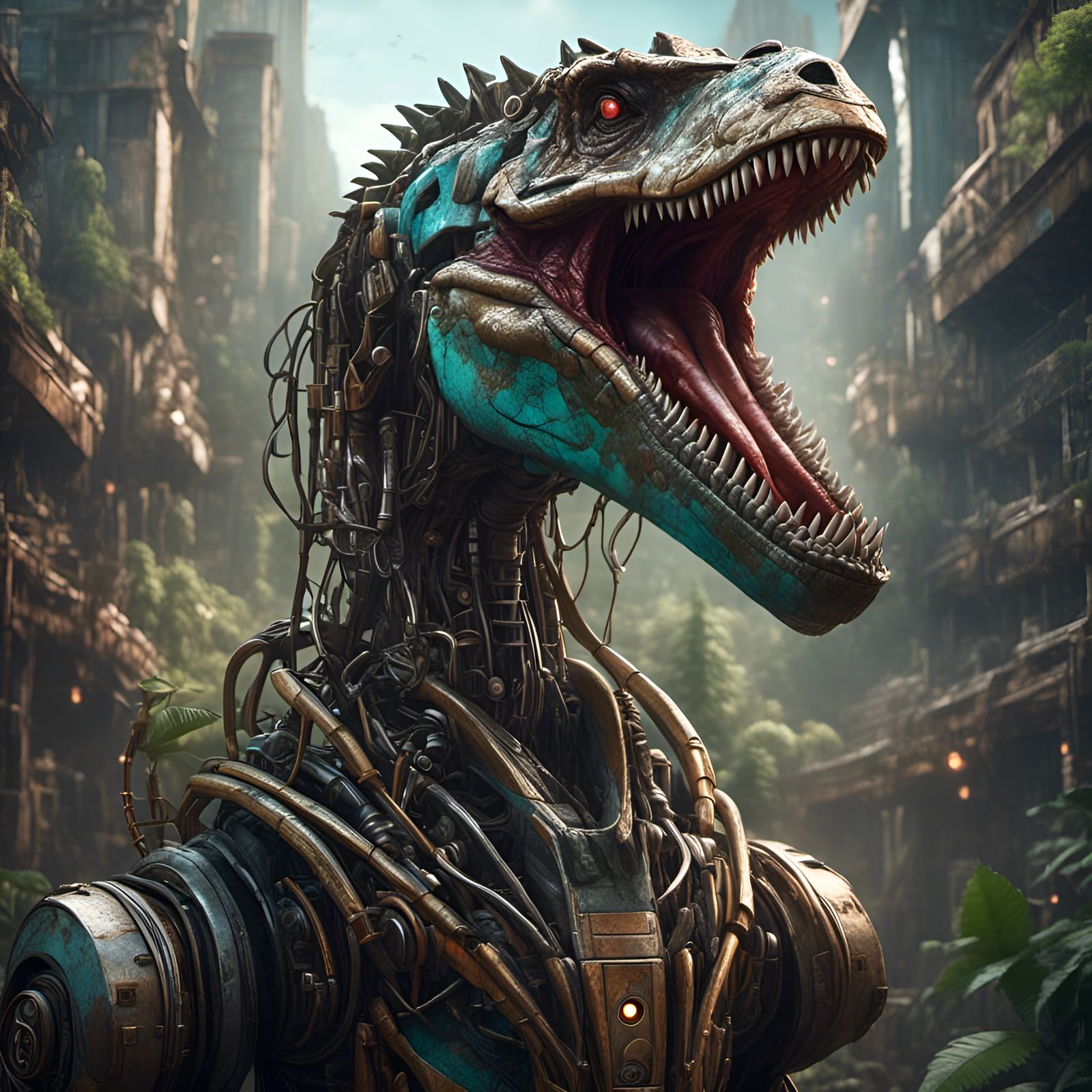 Fantasy Robot Dinosaur Portrait