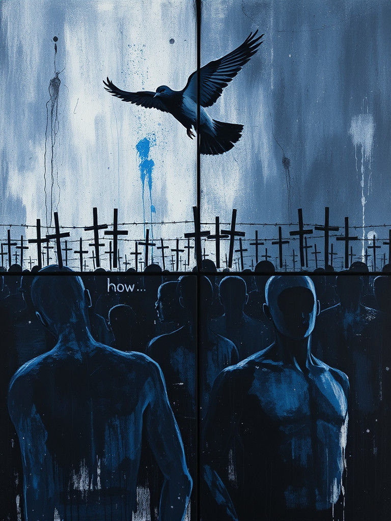 Abstract War Zone: Victims in Charcoal