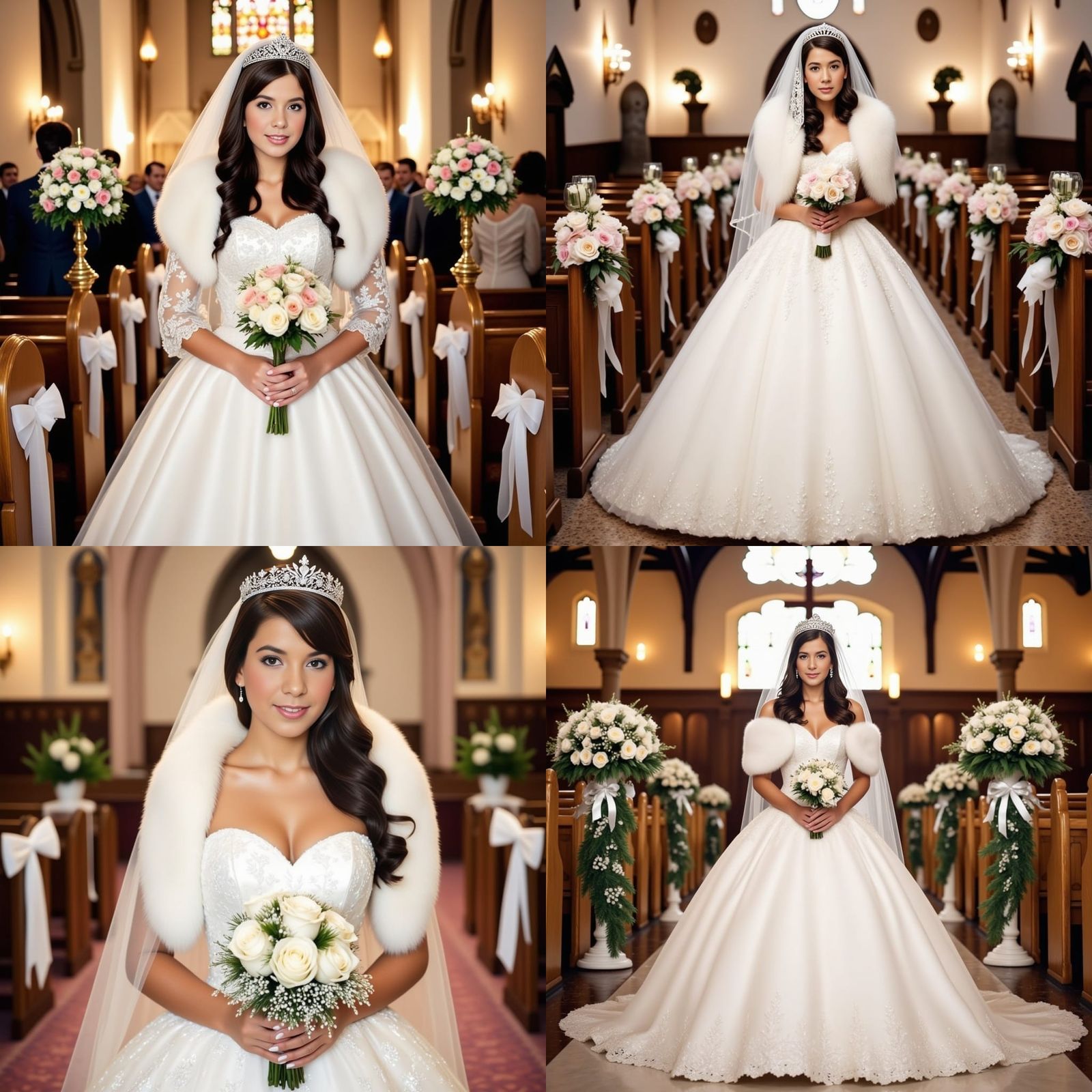 Elegant Bride in Ornate Gown: Matte Painting Style