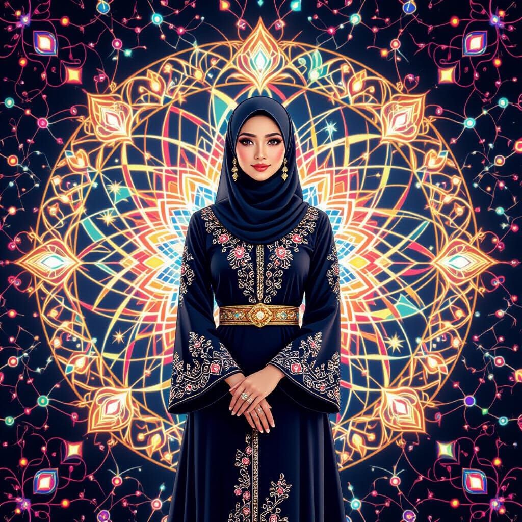 Malay Woman in Kaleidoscope Dreamscape