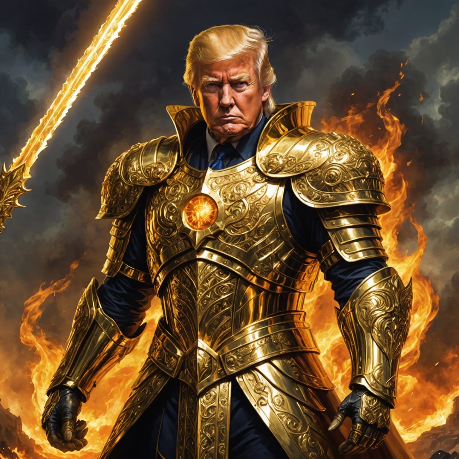 Donald Trump as Golden Tyrant: Dark Fantasy Art
