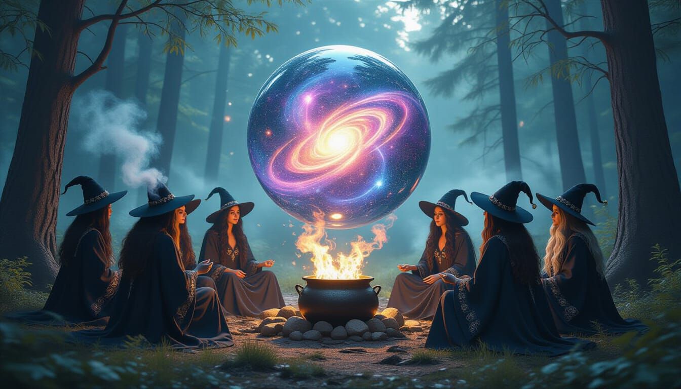 Witches Gazing into Cosmic Crystal Ball