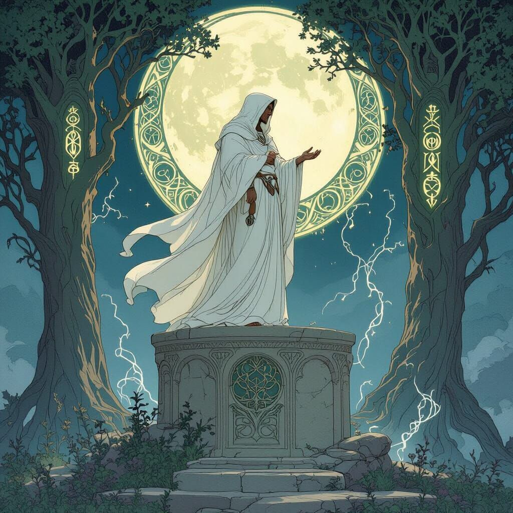 Mystical Druid Altar in Art Nouveau Style