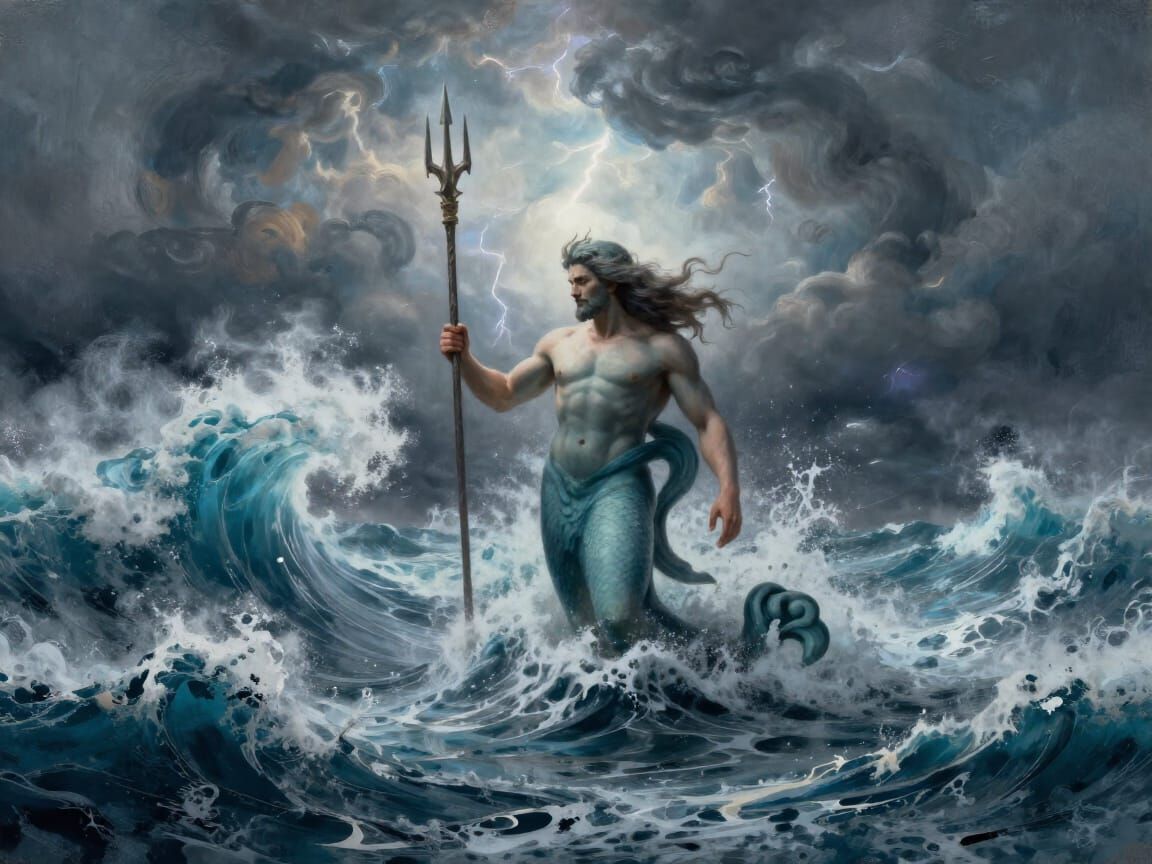Neptune Commands a Raging Sea Storm
