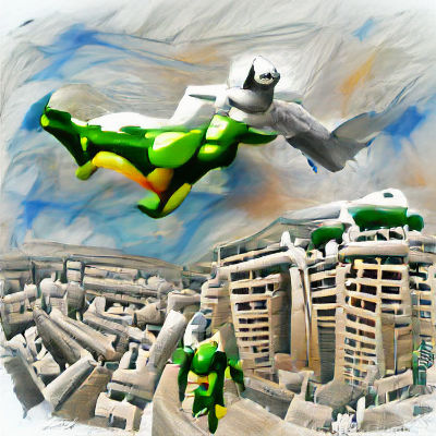 Motorcycle Stunt on City Rooftop