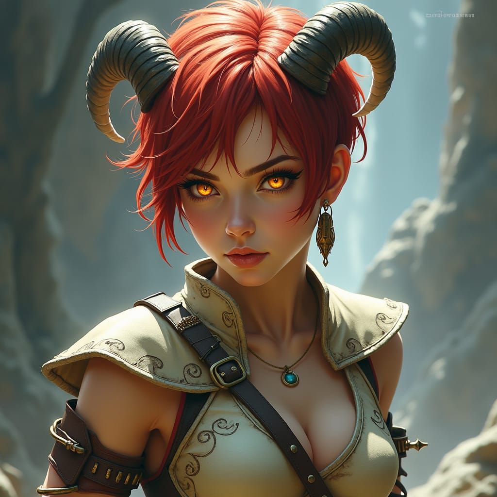 Saytr Woman in Martial Arts Pose as Fantasy Art