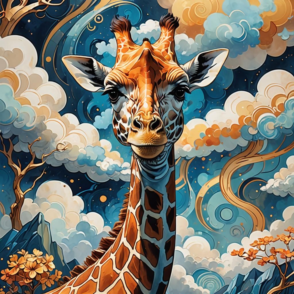 Giraffe in Dreamy Landscape Concept Art