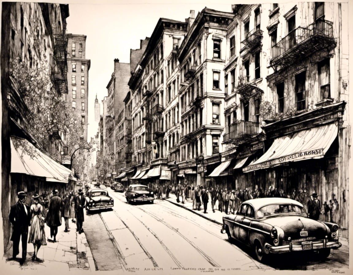 Ominous Crime Scene on the Bowery in Autochrome