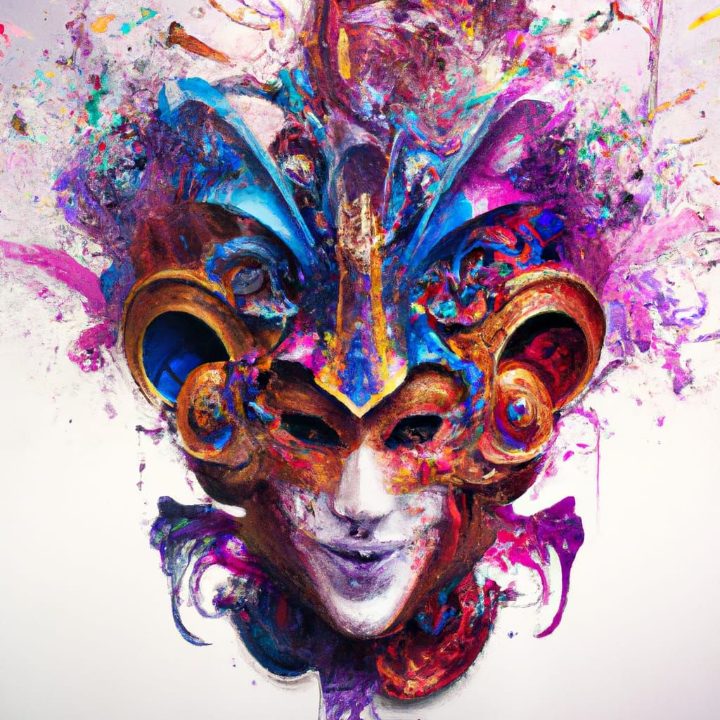 Colorful Ink Splash Masque in Mixed Media Style