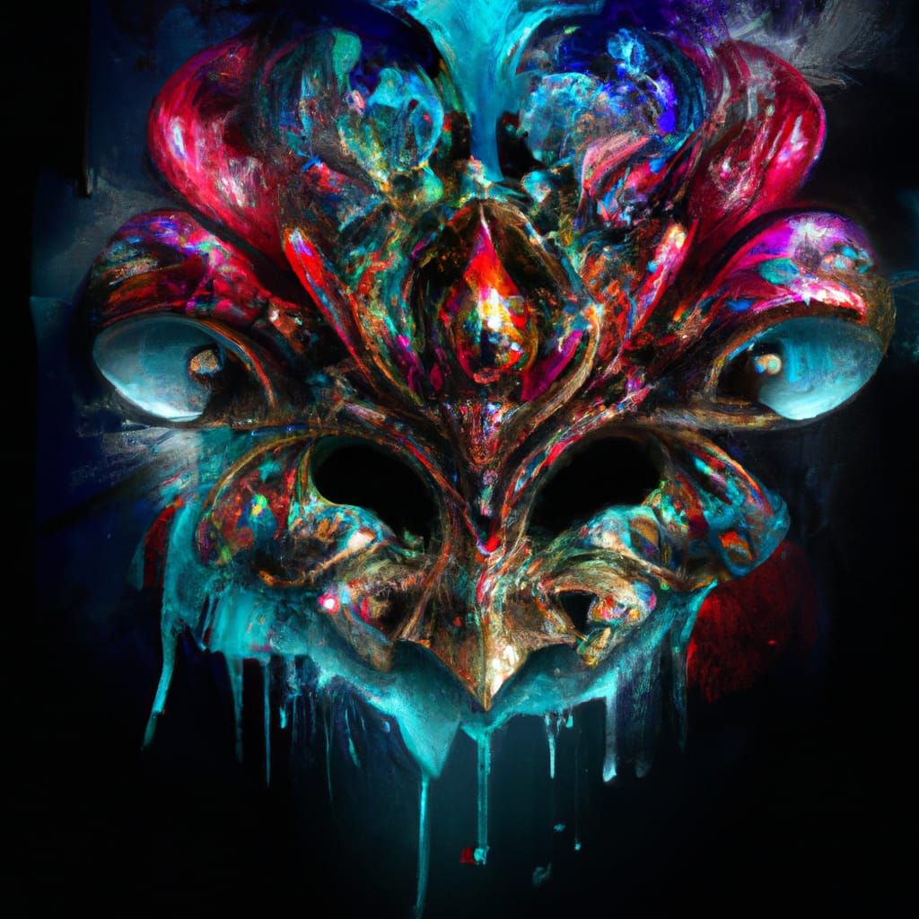 Colorful Ink Splash Masquerade in Digital Art Style