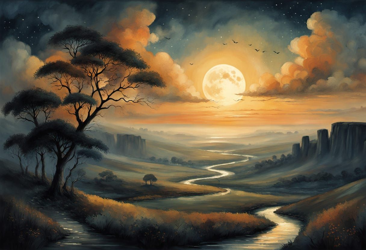 Surreal Evening Serenade in Soft Moonlight