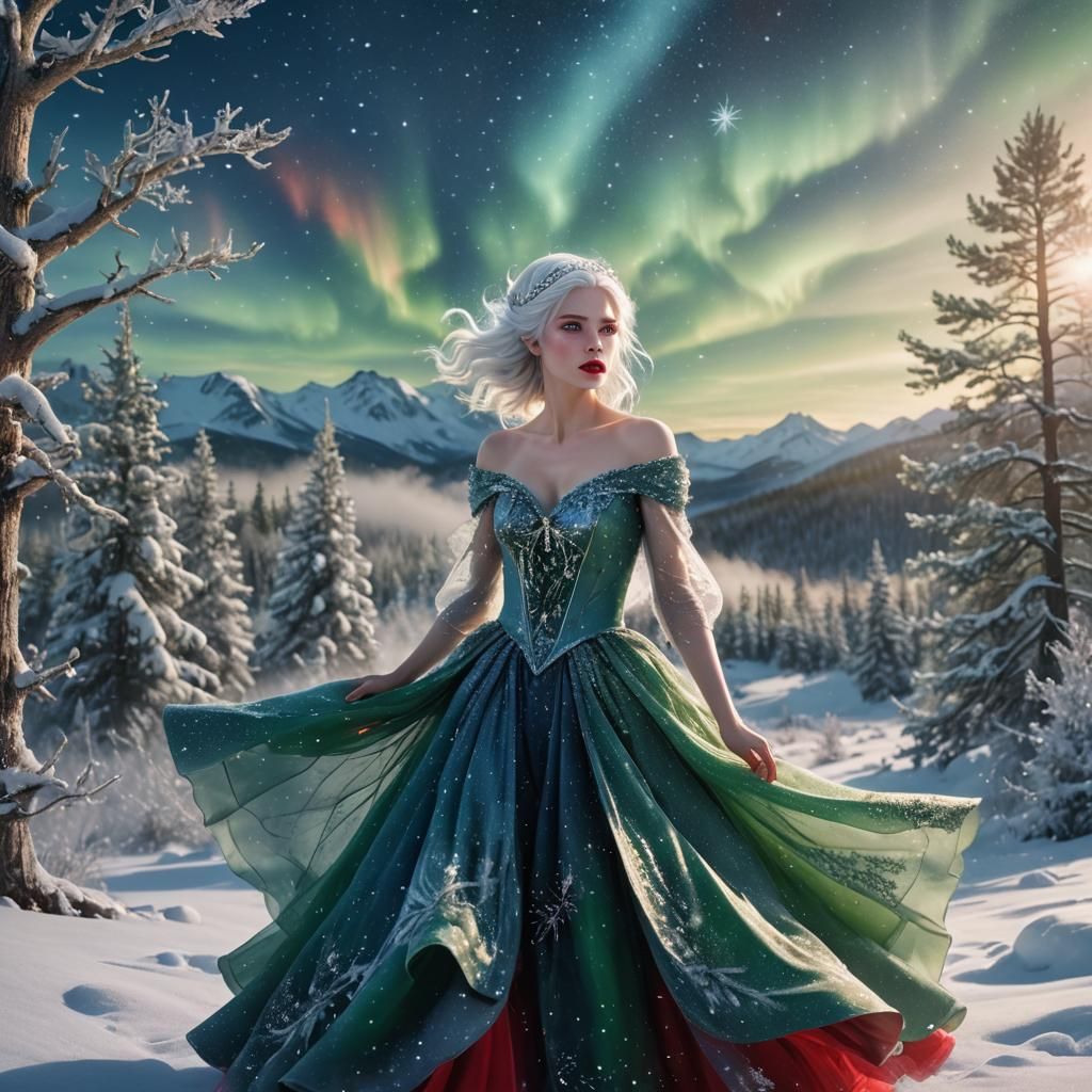Snow Fairy in Winter Tundra: Digital Art