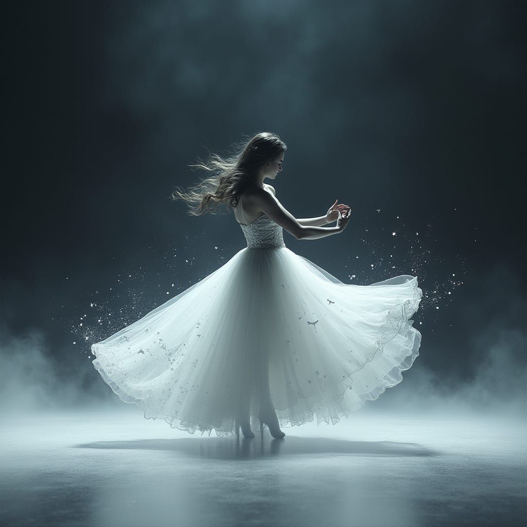 Ethereal Dancer in Tulle Gown