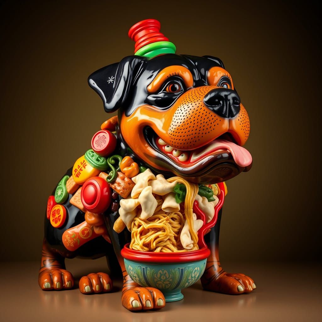 Rottweiler Dog Sculpture from Chinese Buffet Foods