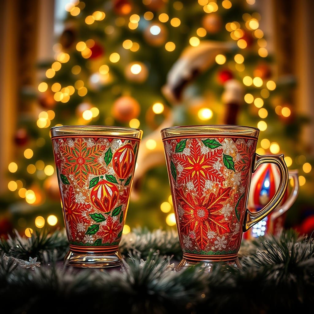 Ceramic Christmas Glassware Sparkles in Soft Christmas Tree...