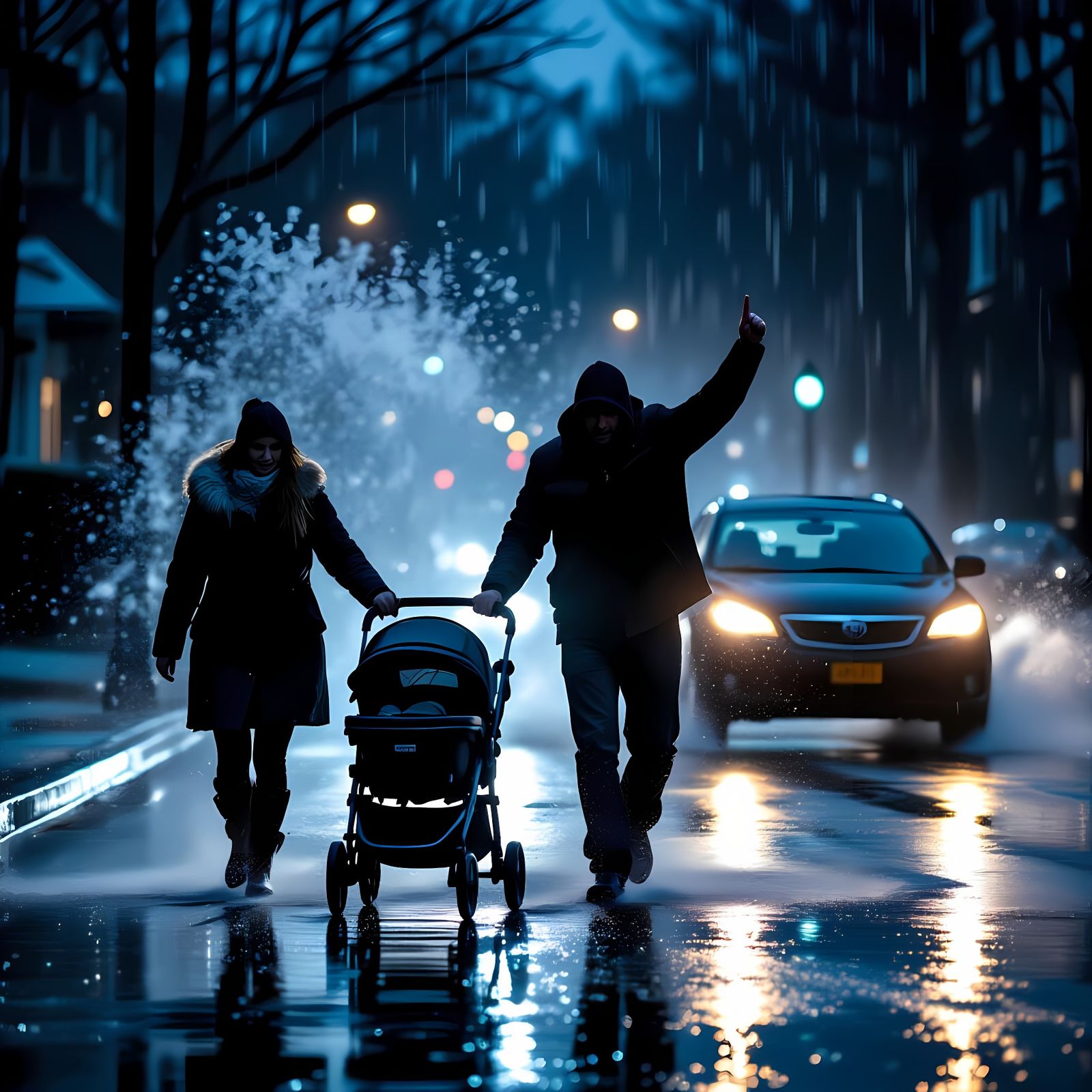 Stormy Night: Impolite Gesture in the Rain