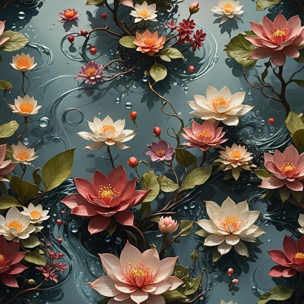 Ikebana Fantasy Concept Art: Floral Transformations