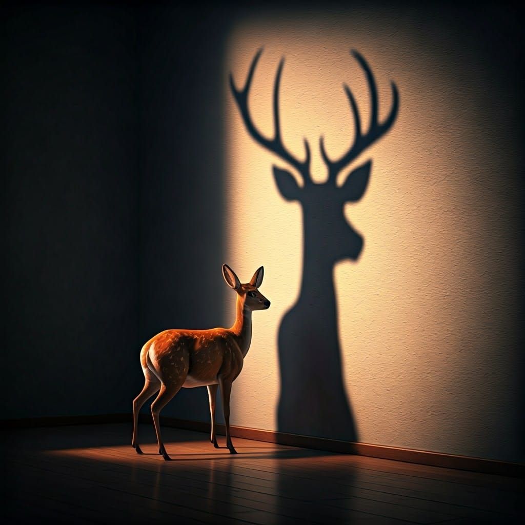 Majestic Doe Silhouette Casts Gigantic Antler Shadow