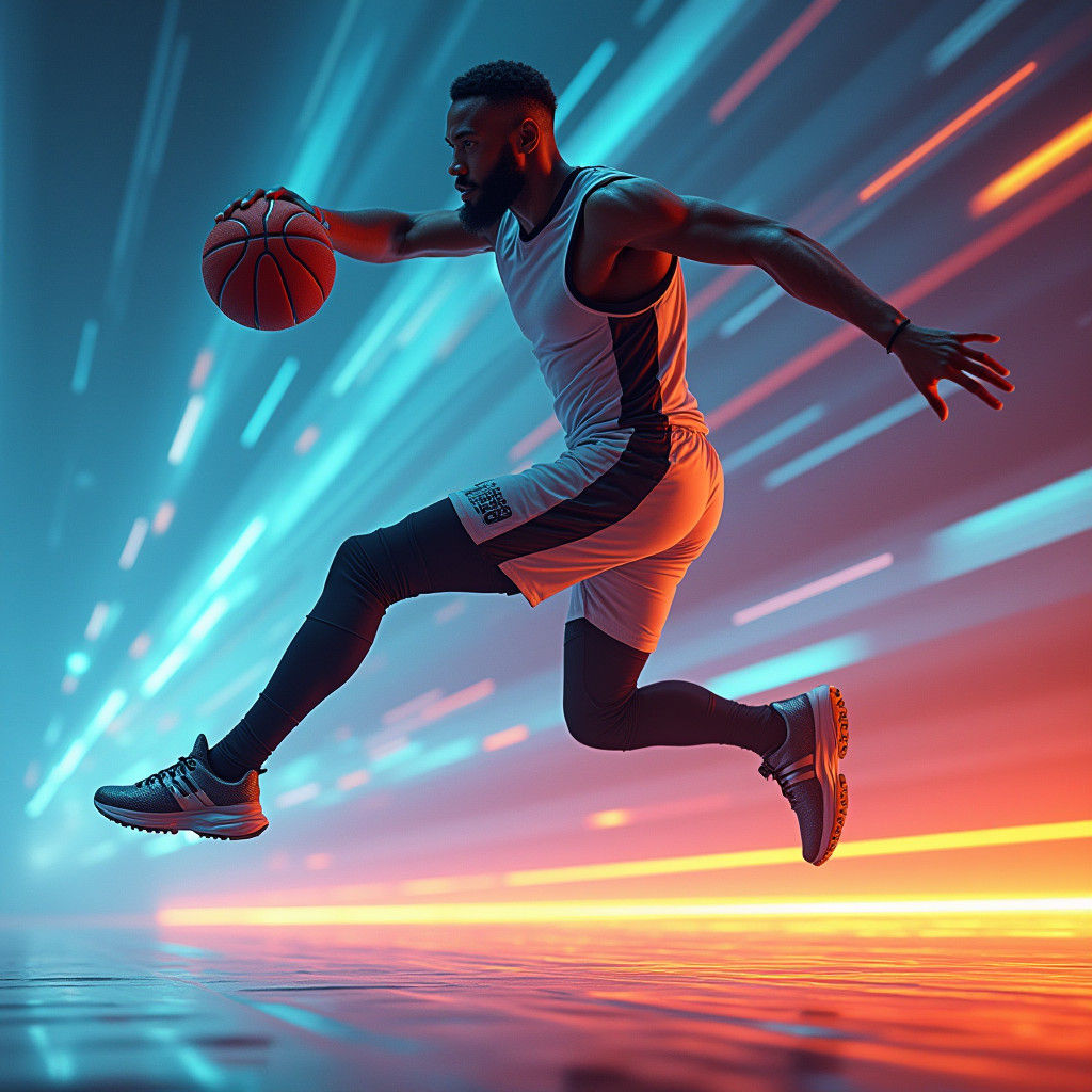 Basketball Gymnast in Futuristic 3D Render