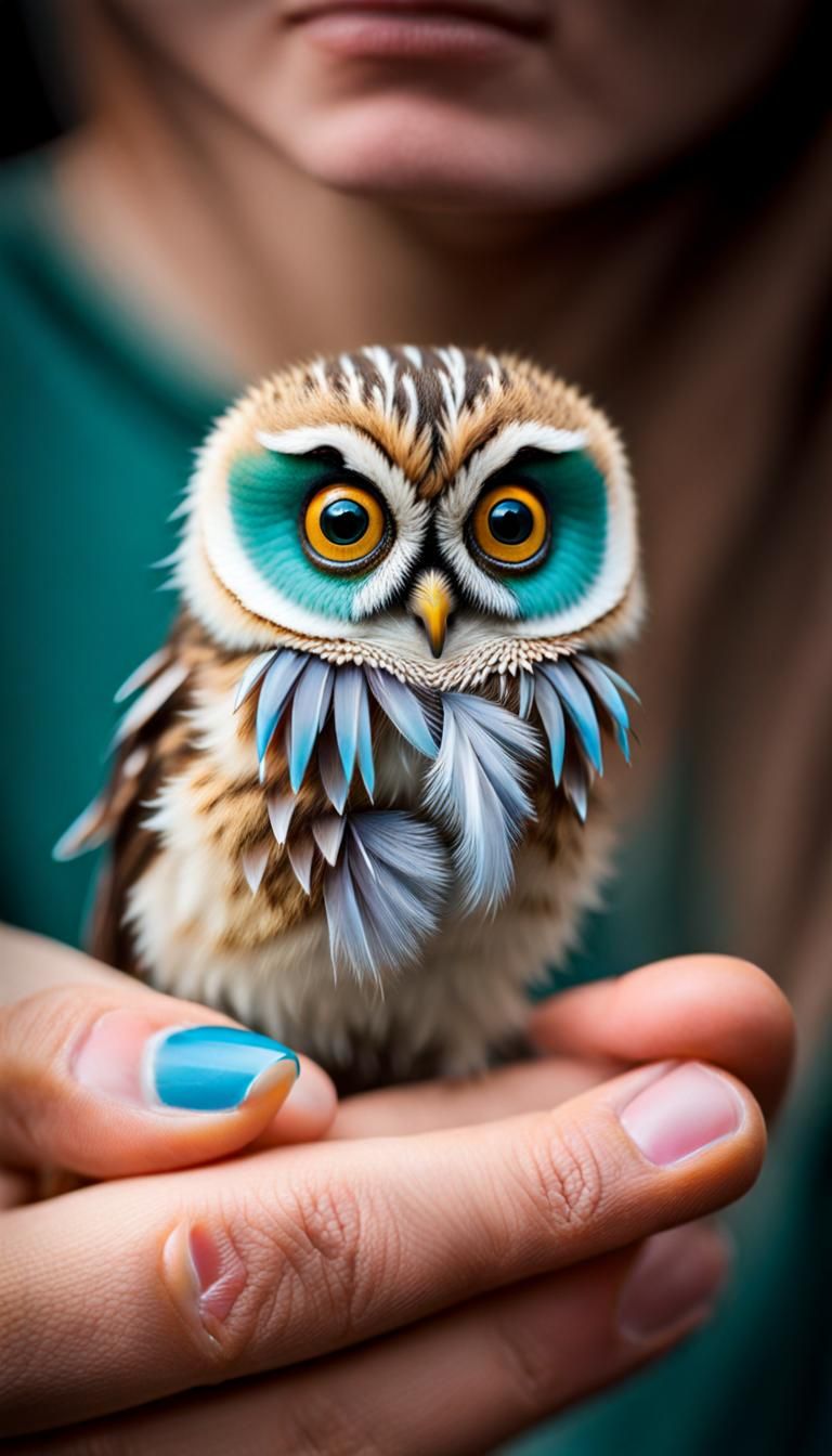 Mini Elf Owl with Pastel Feathers
