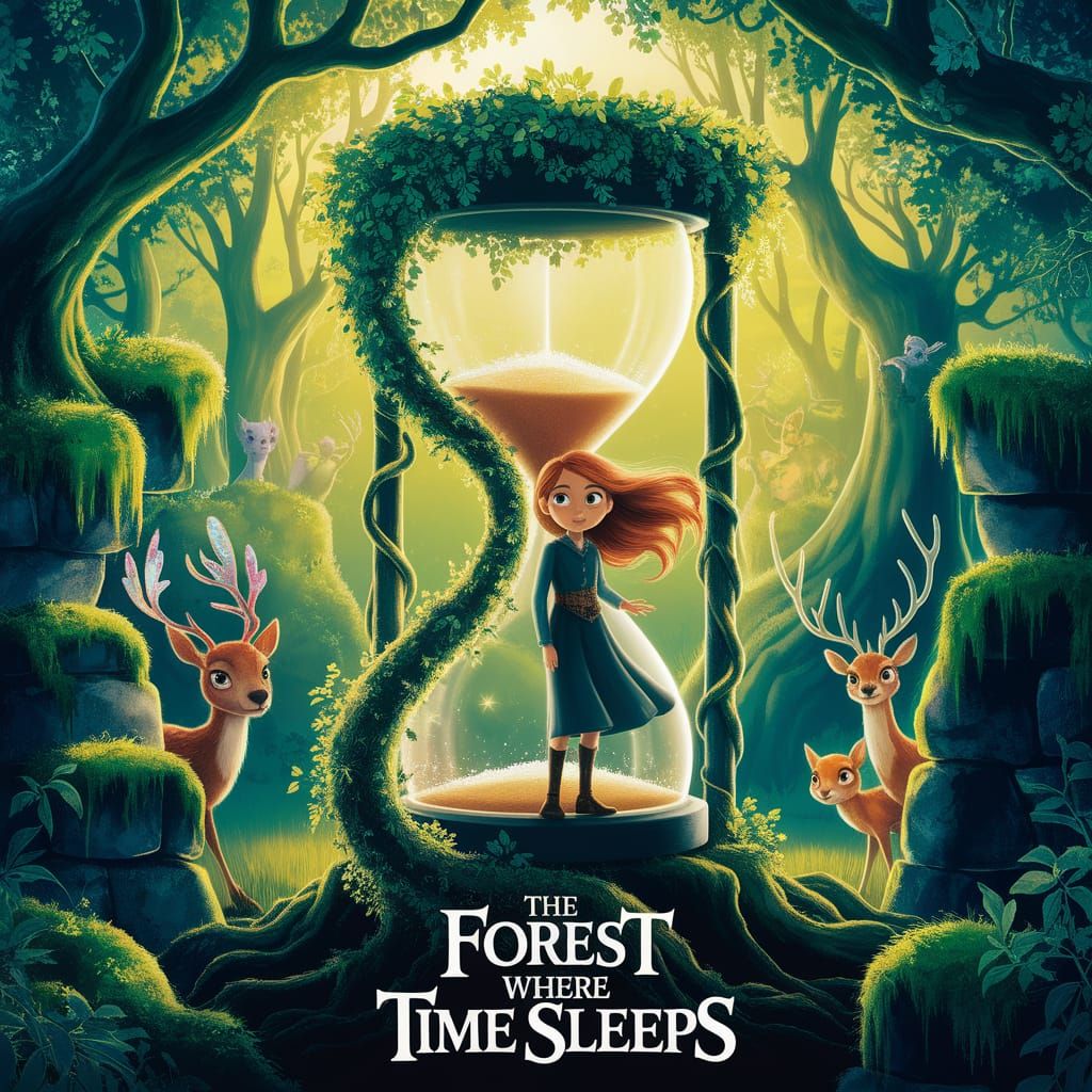 Enchanted Forest Movie Poster with Hourglass Tree