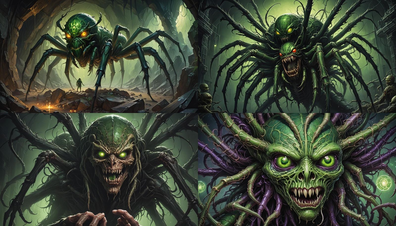 Horrific Giant Arachnid with Human Face in Horror Style