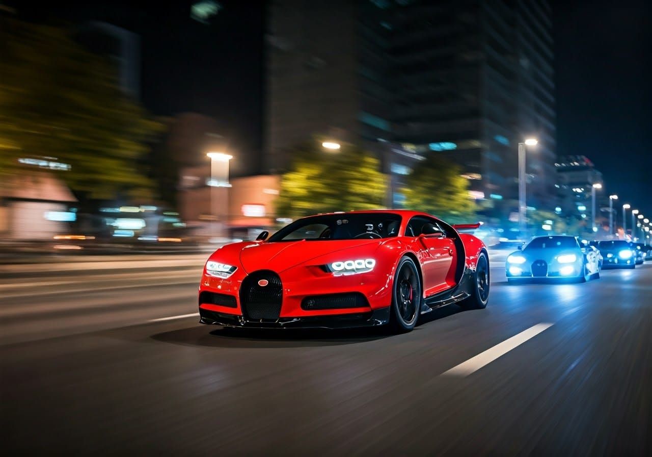 Bugatti Bolide High-Speed Police Chase at Night