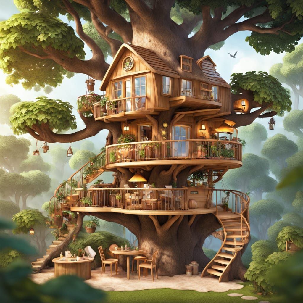 Cozy Cafe Treehouse in Lush Forest Setting