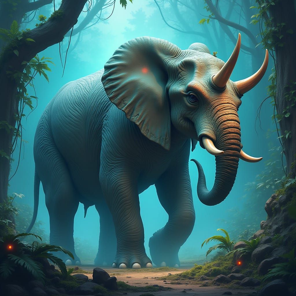 Majestic Mesozoic Hybrid Roams Mystical Forest