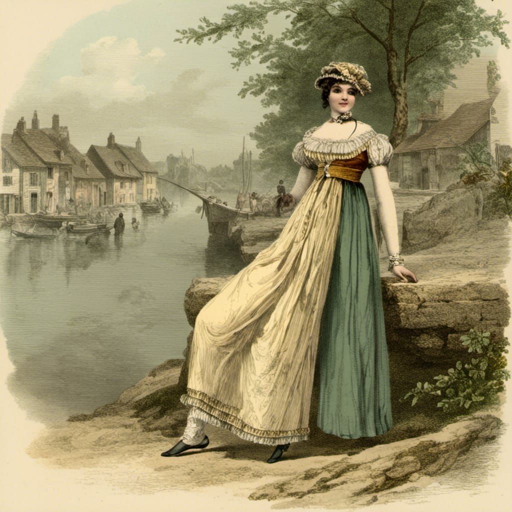 Regency Woman in 19th Century Fishing Village