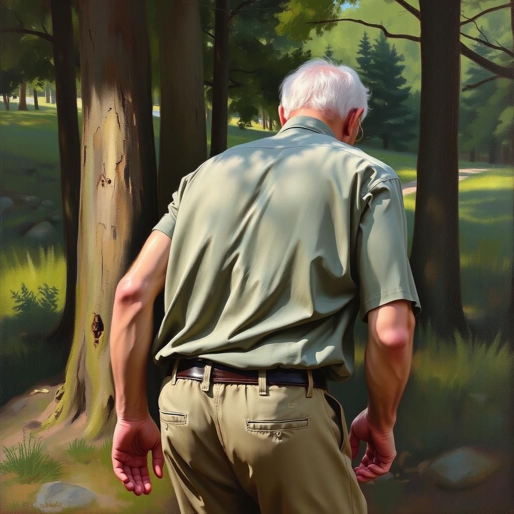 Hunchbacked Figure in Oil Painting Style