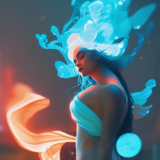 Intricate Blue Fire Splash Art in Unreal Engine 5