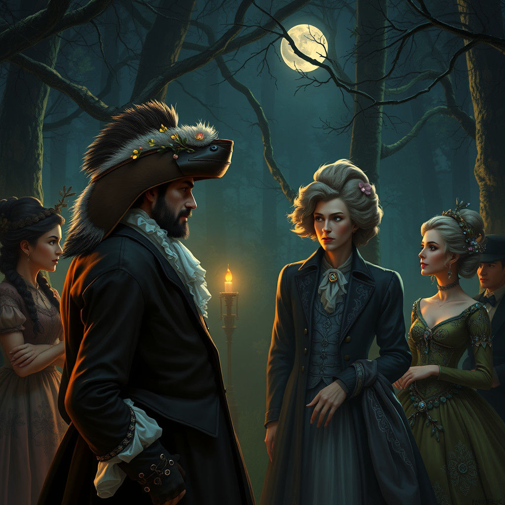 Eighteenth-Century Figure Conversing with French Couple