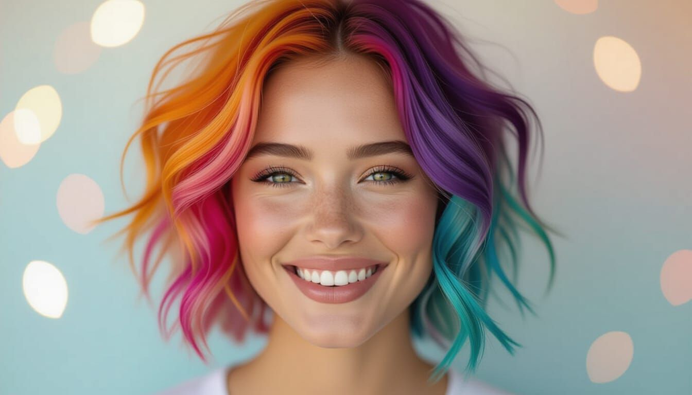 Vibrant Multi-Colored Hair Portrait