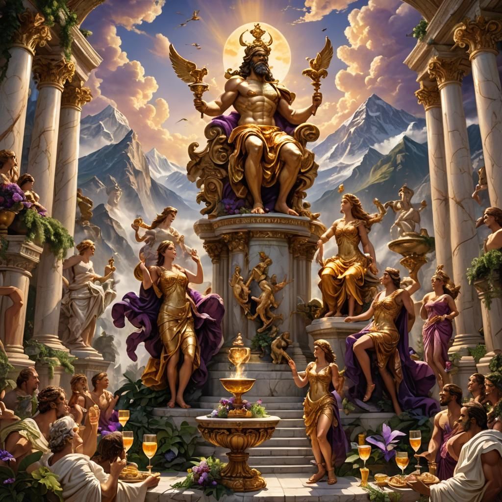 Gods Feast on Mount Olympus in Baroque Style