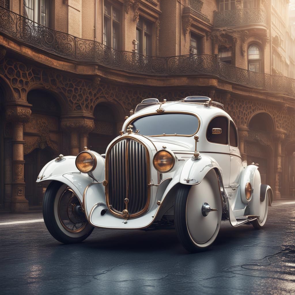 White Steampunk-car