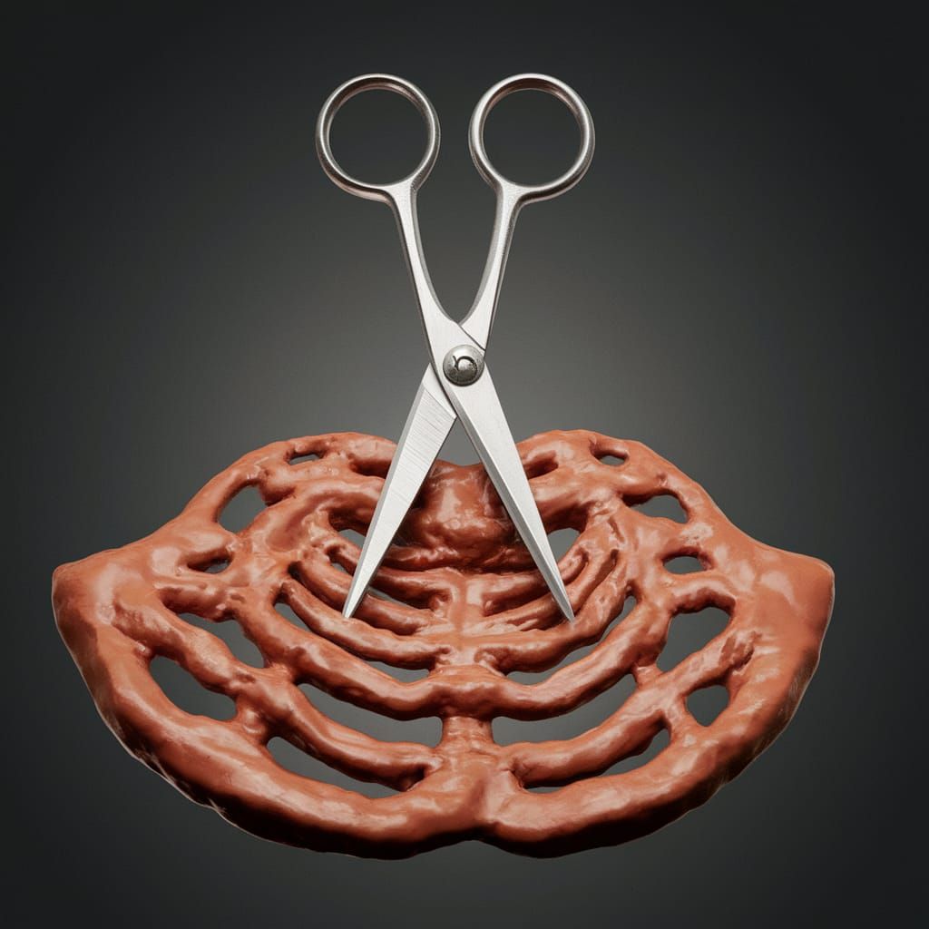 Surgical Scissors Cut Through Human Anatomy