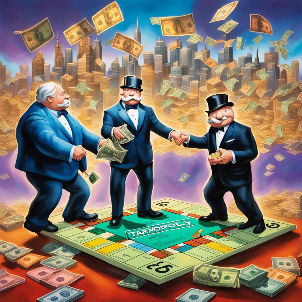 Billionaires on Taxland Game Board: Hyperrealistic Art