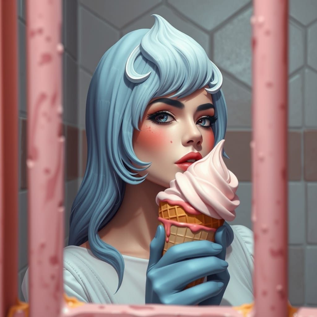 Female Ice Cream in Jail: Surreal AI Art