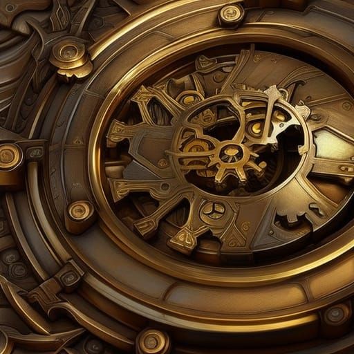 Intricate Clockwork Gears in Wooden Box