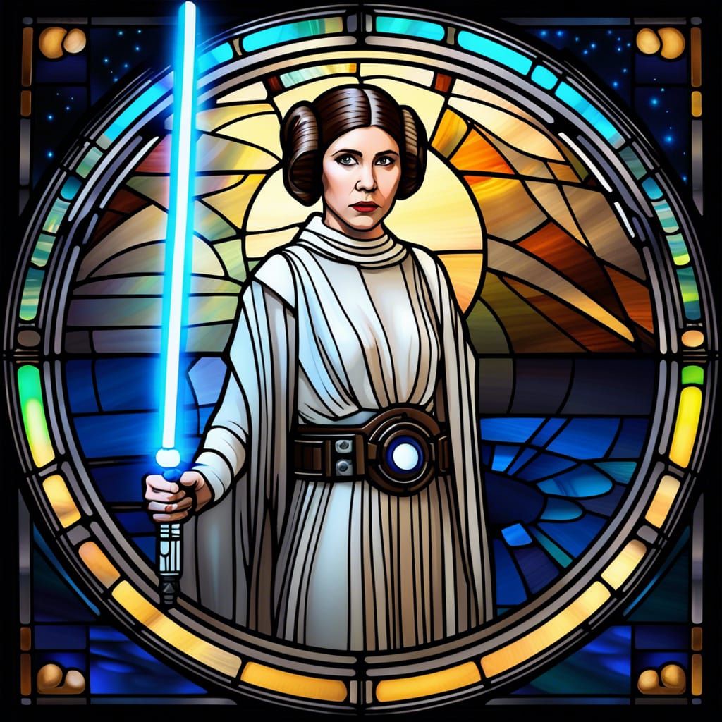 Princess Leia Stained Glass Window Art