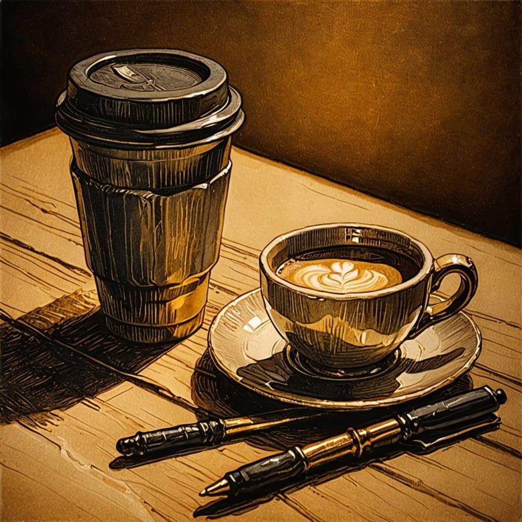 Baroque Still Life with Coffee Cup and Mug