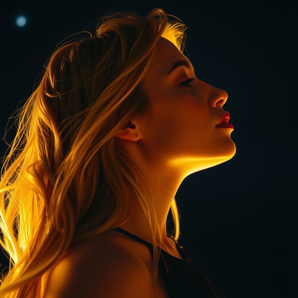 Portrait vu de profil d'une jeune femme blonde