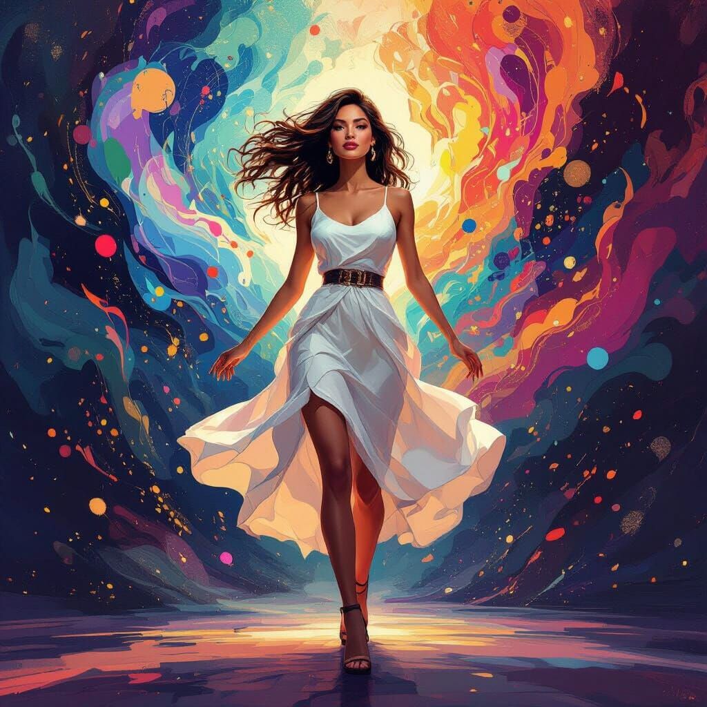Ambitious Woman With Colorful Mind, Digital Painting
