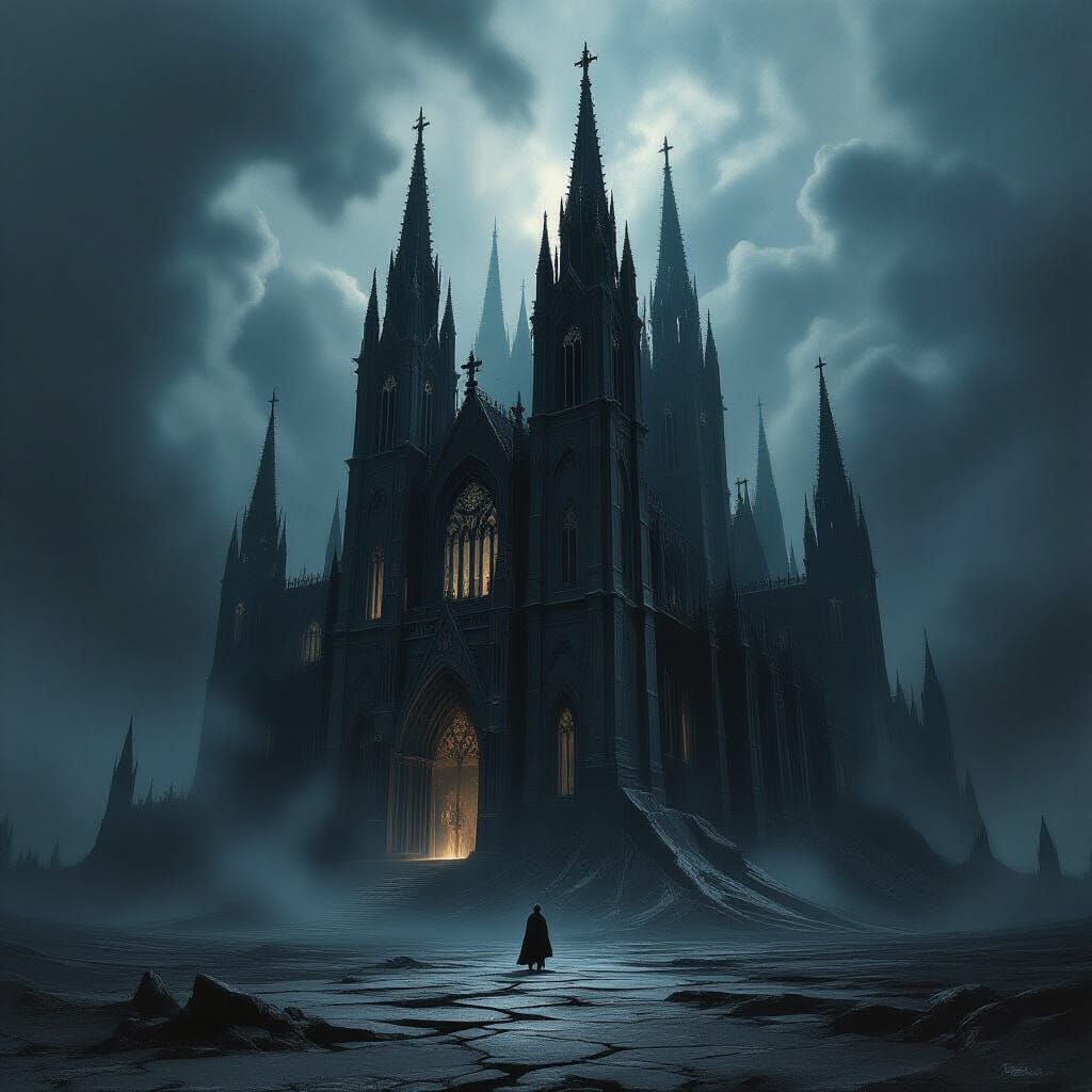 Gothic Cathedral Rises from Barren Earth