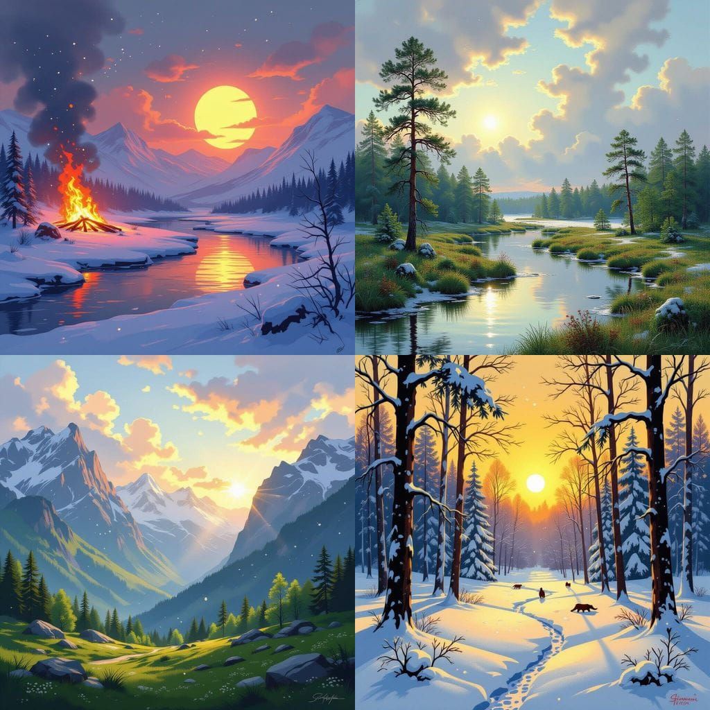 Sun and Snow Contrast in Nature